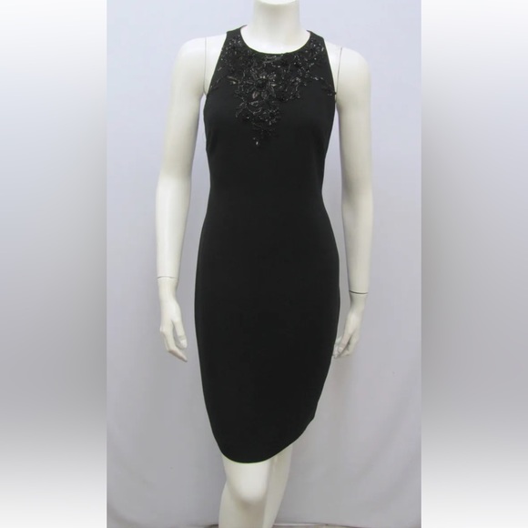 Badgley Mischka Cocktail Party Dress Beaded‎ Floral Design Size 4 - Picture 1 of 7